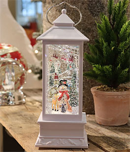 Snowman Forest Animals White Lighted Water Lantern