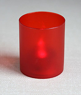 Flameless Red Frosted Votive Cup with Flickering Tealight 2.5 Inch