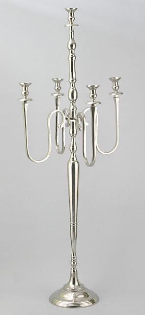 Extra Tall 6 Foot 5 Arm Candelabra Nickel Plated For Taper Candles