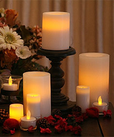 Set of 5 Candle Impressions Real Wax LED Flameless Candles w/Auto Timer 