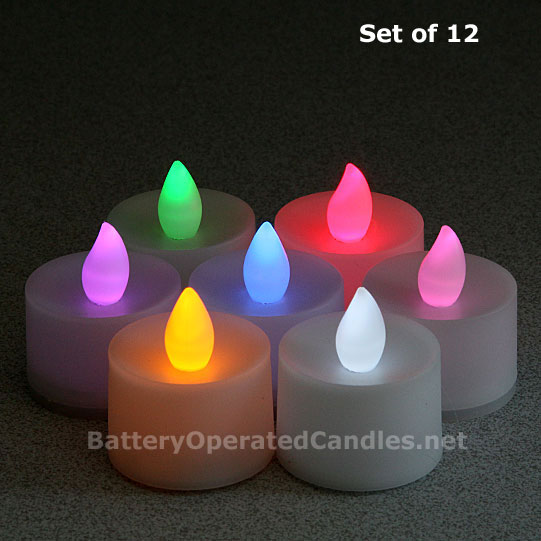 12Pack Color Changing LED Tea Lights Bulk, Flameless Tealight Candles with  Colorful Lights, Battery Operated Colored Fake Candles, 