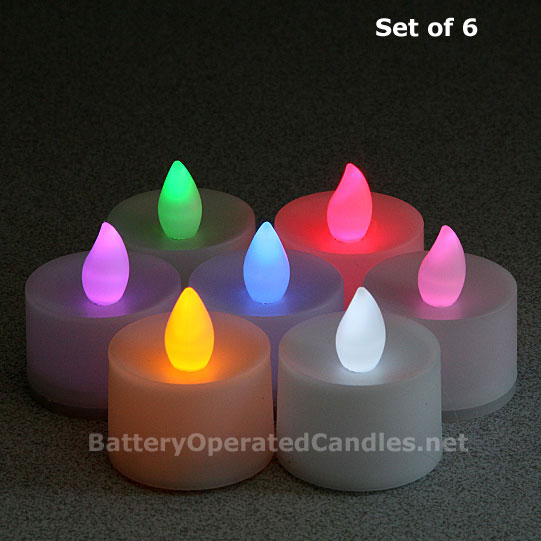 6 Flickering Battery Operated Flameless LED Tea Lights Tealight Candles w/ Drips