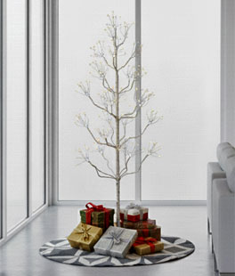 4 Foot Contemporary White Birch Tree - 336 LED Lights - Multi Function 