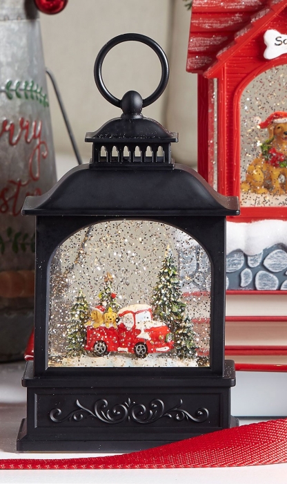 Details about   RAZ Imports Dogs in Red Truck Scene Lighted Water Lantern Christmas Snow Globe 