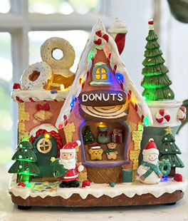 Animated Lighted Musical Gingerbread Donut House - 2807970-A  NEW 2025
