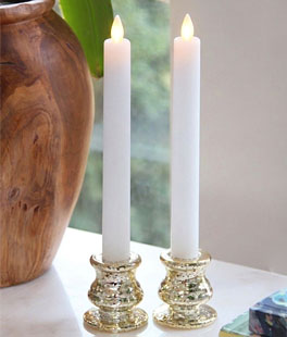 9 Inch White (2 Pack ) Moving Flame Battery Operated Taper Candle - Remote Included 