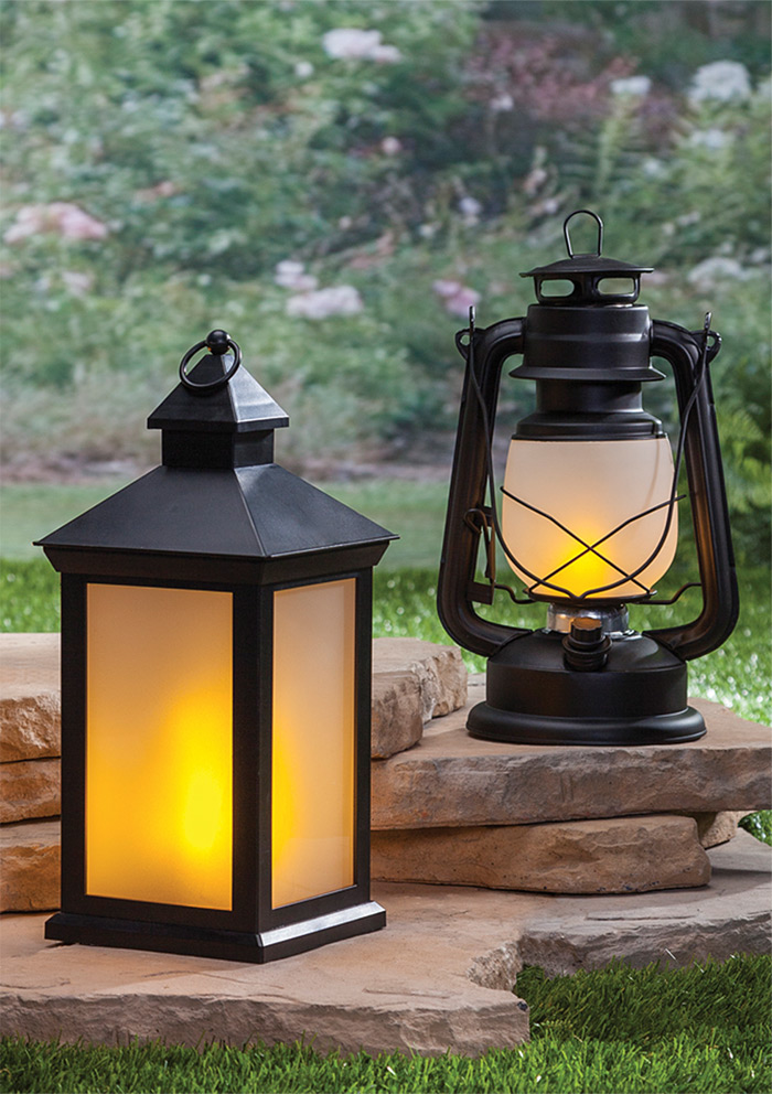 Illuminated Garden: FireGlow LED Hurricane Lantern - 9.5 Inch Matte Black