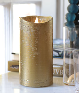 Gold Simplux LED Designer Candle - Moving Flame 3.5x7