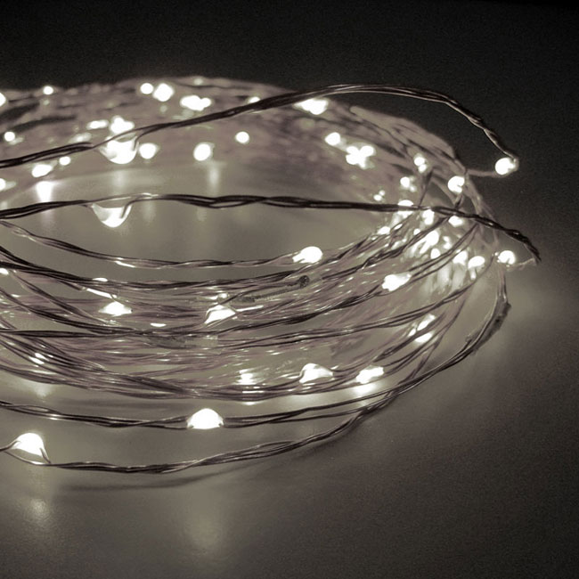 Battery-Operated White Mini Lantern String Light - White Wire