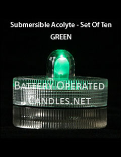 Green Waterproof Tea Light - Box Of 10