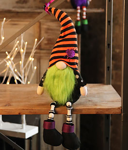 Halloween Gnome Shelf Sitter 16 Inch Plush With Beaded Legs