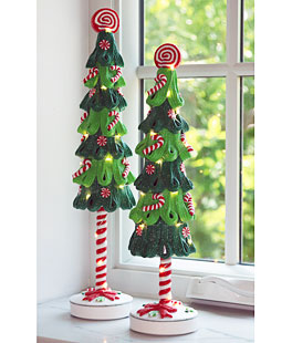 Battery Operated Clay Dough Holiday Tree Set of 2