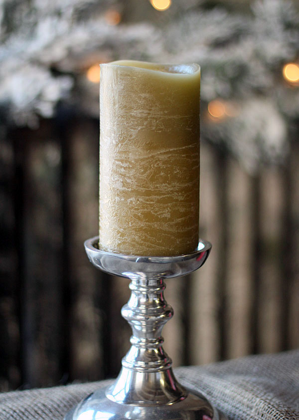 3 LED Flameless Candle Distressed Texture Green 3 x 6