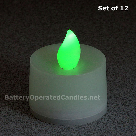 Tall Flameless Tea Lights Green Led Battery Operated Set 12 Green Tealight 12 Pack Jpg