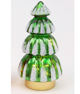 Twinkling Green Mercury Glass Tree 11.5 Inch With Glitter - New 2026