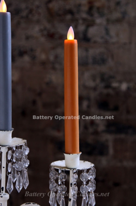 8 Inch Harvest Orange Moving Flame Battery Operated Taper Candle Moving Flame Battery Operated Taper Candle