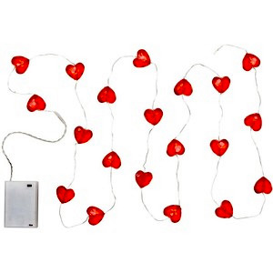 Red Heart String Lights - Set of 2 With 40 Lights - 6 Hour Timer