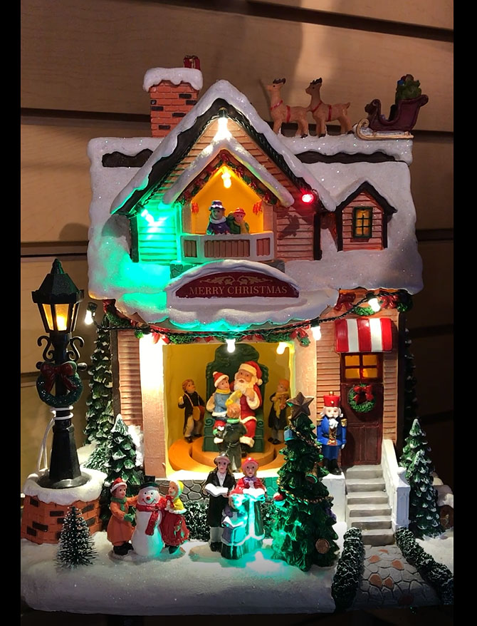 Battery Operated Musical Animated Holiday House With Moving Scene Battery Operated Musical Animated Holiday House With Moving Scene