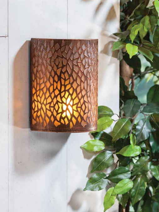 Fireglow Led Sconce Brushed Copper Battery Operated 8 Inch Timer Fireglow Led Sconce Brushed Copper Battery Operated 8 Inch Timer