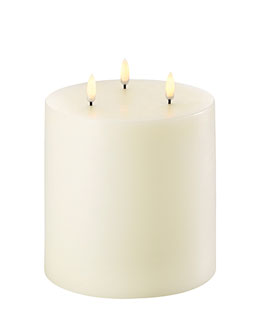 Uyuni Ivory Triflame Pillar Candle - Remote Ready