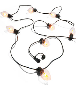 Remote 15' Connectable Vintage Bulb on Green Wire - 10 Flicker Flame Lights Connect Up To 3 Strands 