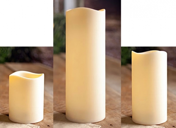 Set of 3 Outdoor Battery Operated LED Flameless Candles with 6 Hour Timer 