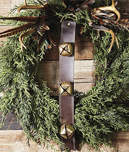 Sleigh Bell Door Hanger  23.5 Inch Leather From RAZ