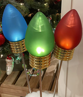 26 Inch Lighted Frosted Outdoor Christmas Light Bulb Pick - Set of 3 New 2023