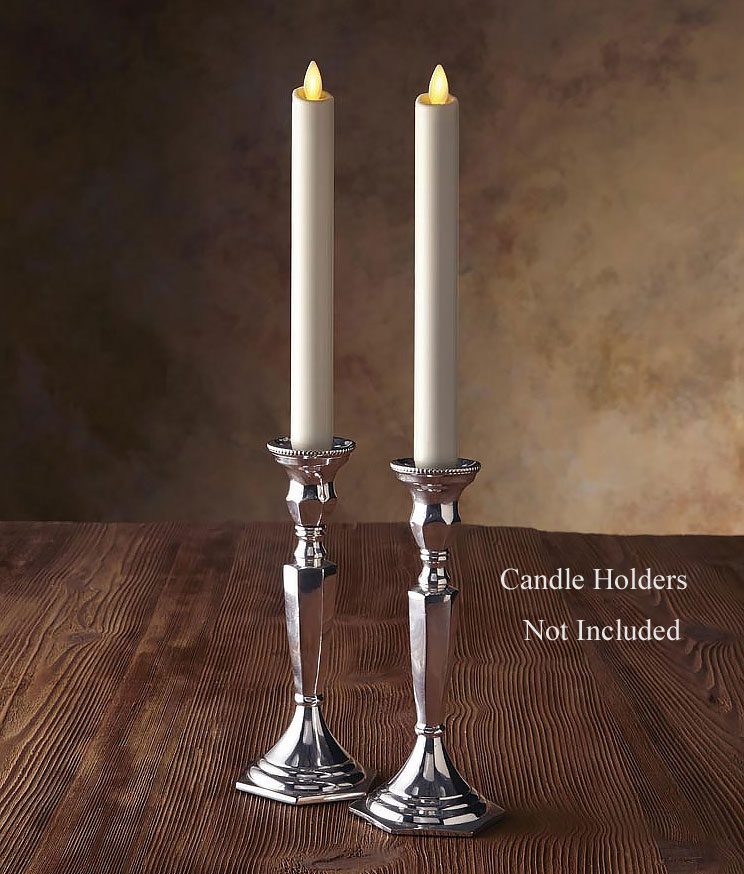 Set of 2 Luminara 8 Inch Ivory Taper Candle Timer and Remote Ready