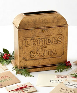 Mailbox "Letters To Santa" 9.5 Inch Iron - From RAZ Imports NEW 2026