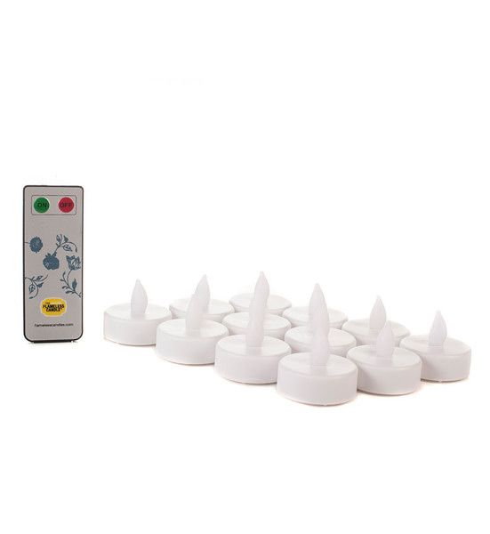 Set of 12 Remote Controlled Flameless Tealights Remote Included
