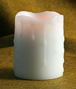 Unscented White Flameless Melted Look Drip Candle 3x4  with Dual Timer
