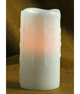 Unscented White Flameless Melted Look Drip Candle 3x6  with Dual Timer