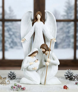 Holy Family With Angel Figurine - 16 Inch