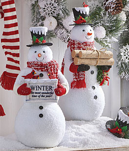 19 Inch Mr. Snowman Figurines Set of 2 Assorted