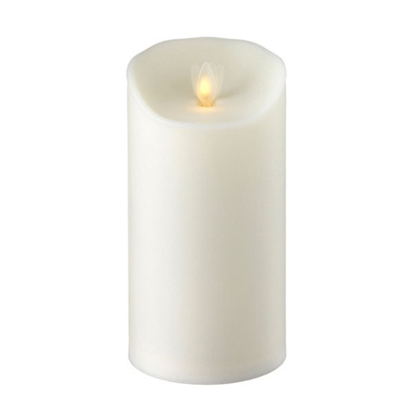Outdoor Moving Flame Ivory Resin Battery Operated Candle 7 Inch Timer