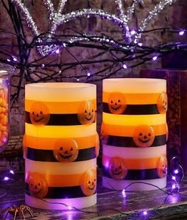 Set of 2 Flameless Halloween Candles - 3 x 5 Inch 