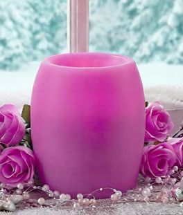 Pink Battery Operated  Hurricane Scented Candle - 6.5" Dim, Bright Control 