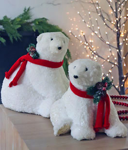 12.5 Inch Glitter Polar Bears Set of 2 - NEW 2022