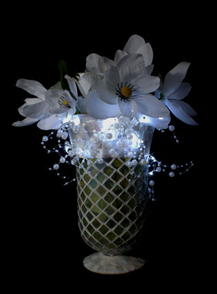 4.5 Foot Battery Operated Pearl Bead Garland - 20 White