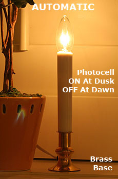 Electric Window Candle with Auto Timer - Brass