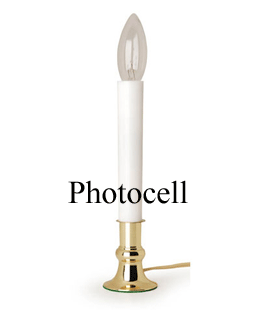 Electric 9 Inch Window Candlestick with Auto Sensor - Brass Plated Base