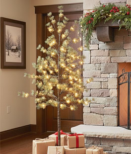 6.9 Foot Electric Icy Pine Tree 140 Warm White LED - Indoor Outdoor 