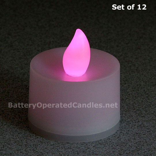New PINK Flickering 24 Flicker Light Flameless LED Tealight Votive Tea Candles 