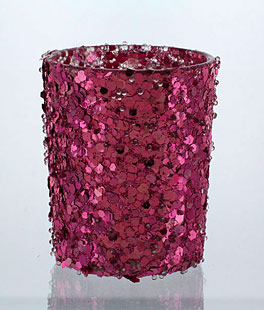 Pink Sequins Votive Holders 2.5 Inch - Set of 4