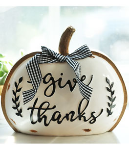 Set of 3 Assorted Resin Harvest Pumpkin Signs With Black and White Checked Bow 8.2 Inch