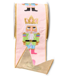 Pink Nutcracker Wired Ribbon 4" x 10 Yards - New 2026
