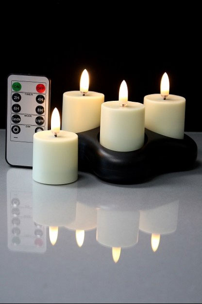 Set of 4 Radiance Rechargeable Votives With Remote