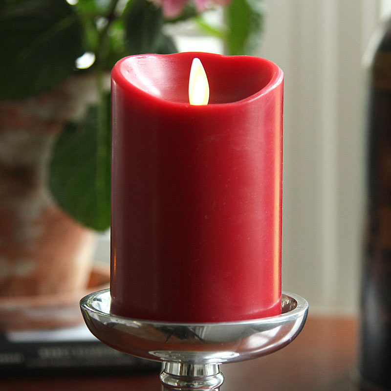 3 Inch Diameter Red Moving Flame 4 Inch Candle - Remote Ready