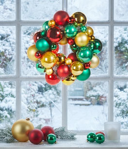 11 Inch Ball Wreath Ornament Red Green Gold - From RAZ New 2024